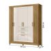 Guarda Roupa Malta Quarto Casal com 6 Portas e 2 Gavetas Freijo/Off White