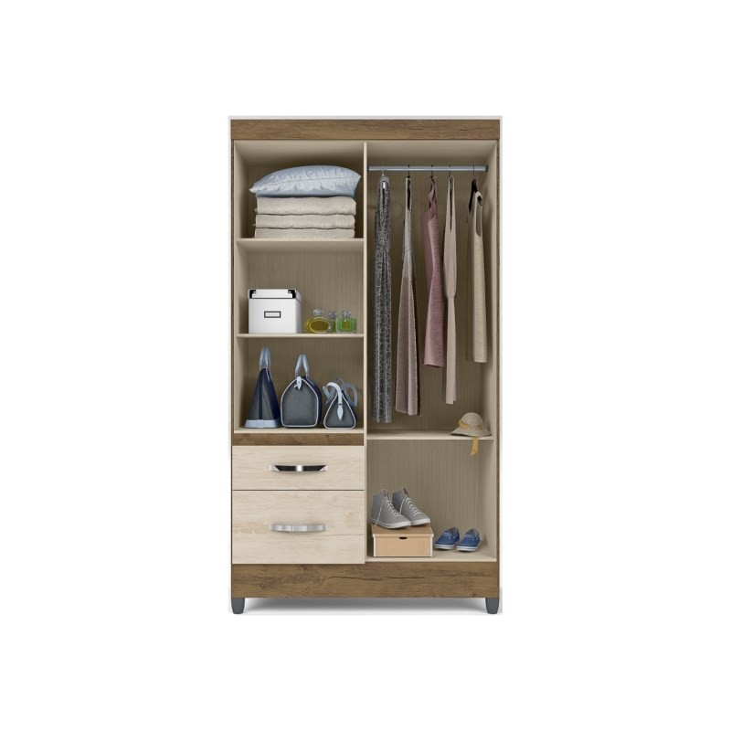 Guarda Roupa Solteiro 04 Portas Madri Castanho Wood - Moval