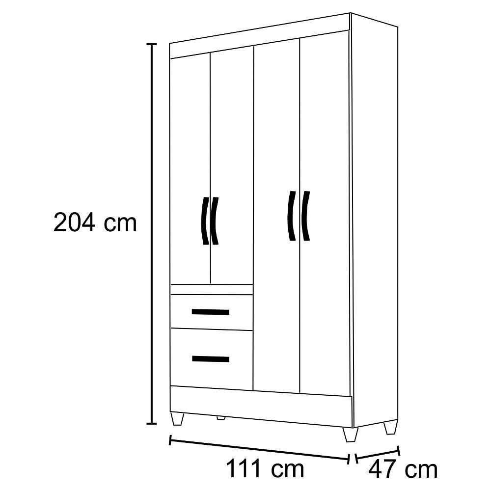 Guarda Roupa Solteiro 04 Portas Madri Castanho Wood - Moval
