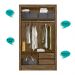 Guarda Roupa Solteiro 2 Portas deslizantes com Espelho Castanho Wood Natal - Moval