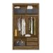 Guarda Roupa Solteiro 2 Portas deslizantes com Espelho Castanho Wood Natal - Moval