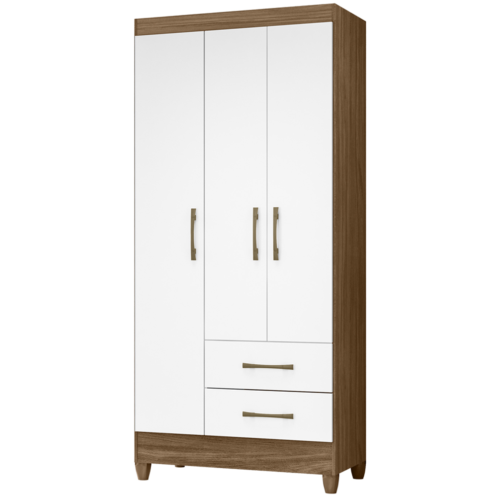 Guarda Roupa Solteiro 3 Portas 9510 Naturale Branco Moval