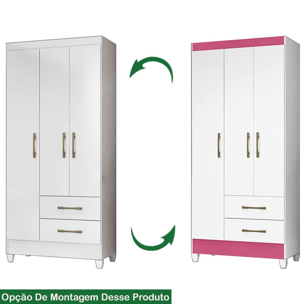 Guarda Roupa Solteiro 3 Portas 9514 Branco Flex Moval