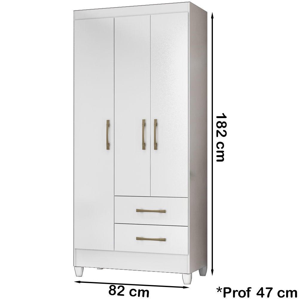 Guarda Roupa Solteiro 3 Portas 9514 Branco Flex Moval