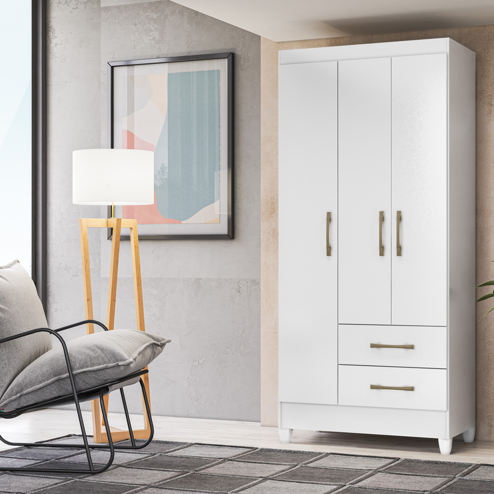 Guarda Roupa Solteiro 3 Portas 9514 Branco Flex Moval