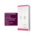 Guarda Roupa Solteiro 3 portas 2 gavetas Branco / Rosa Flex Lima - Moval