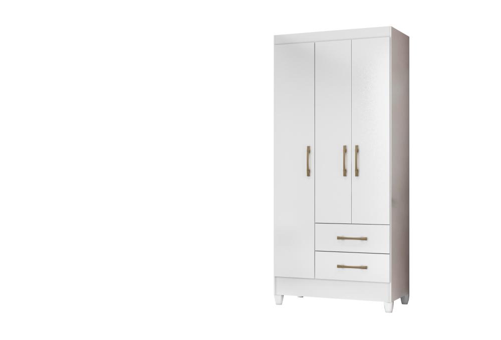 Guarda Roupa Solteiro 3 portas 2 gavetas Lima - Branco / Rosa Flex