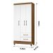 Guarda Roupa Solteiro 3 portas 2 gavetas Lima - Naturale / Branco
