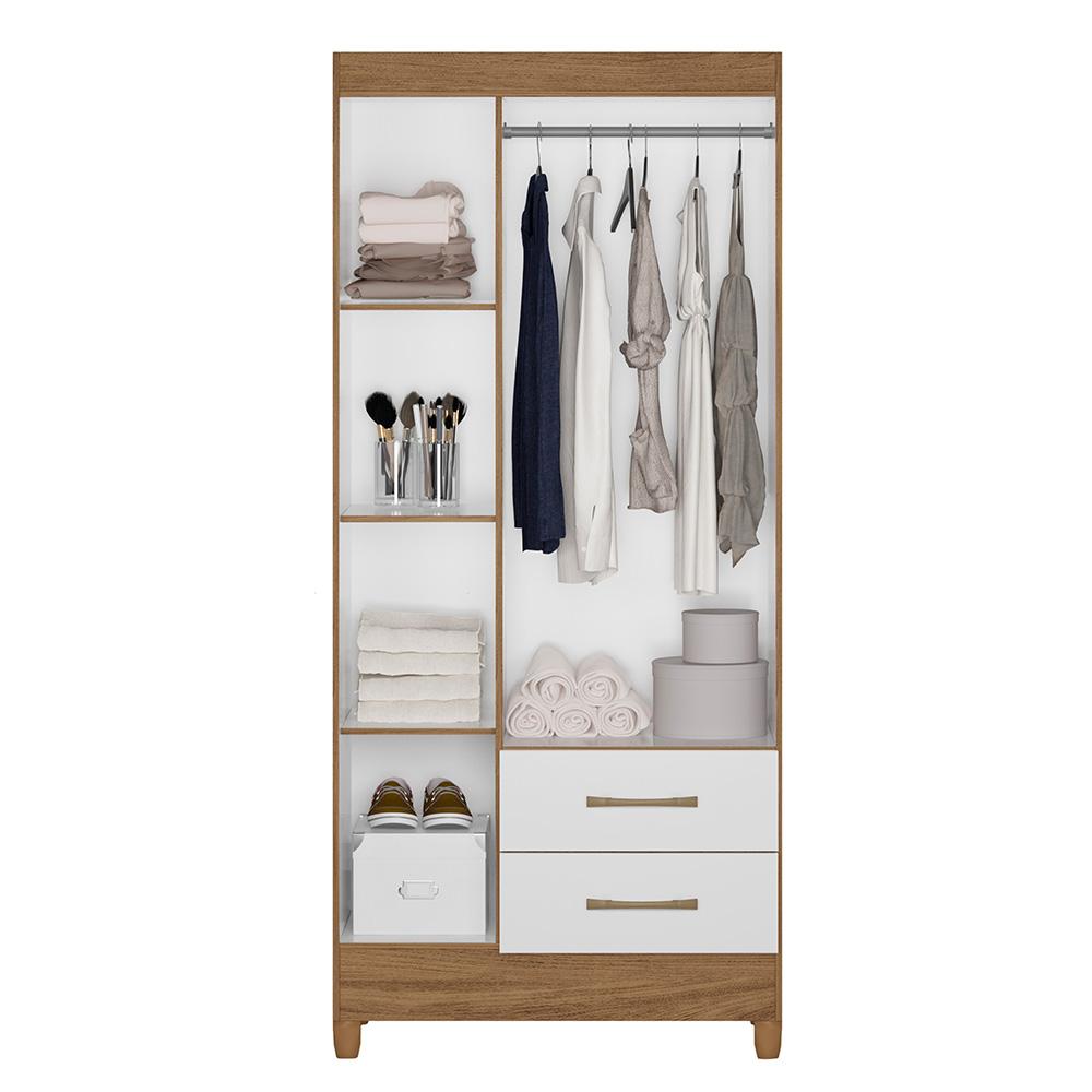 Guarda Roupa Solteiro 3 portas 2 gavetas Lima - Naturale / Branco