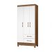 Guarda Roupa Solteiro 3 portas 2 gavetas Lima - Naturale / Branco