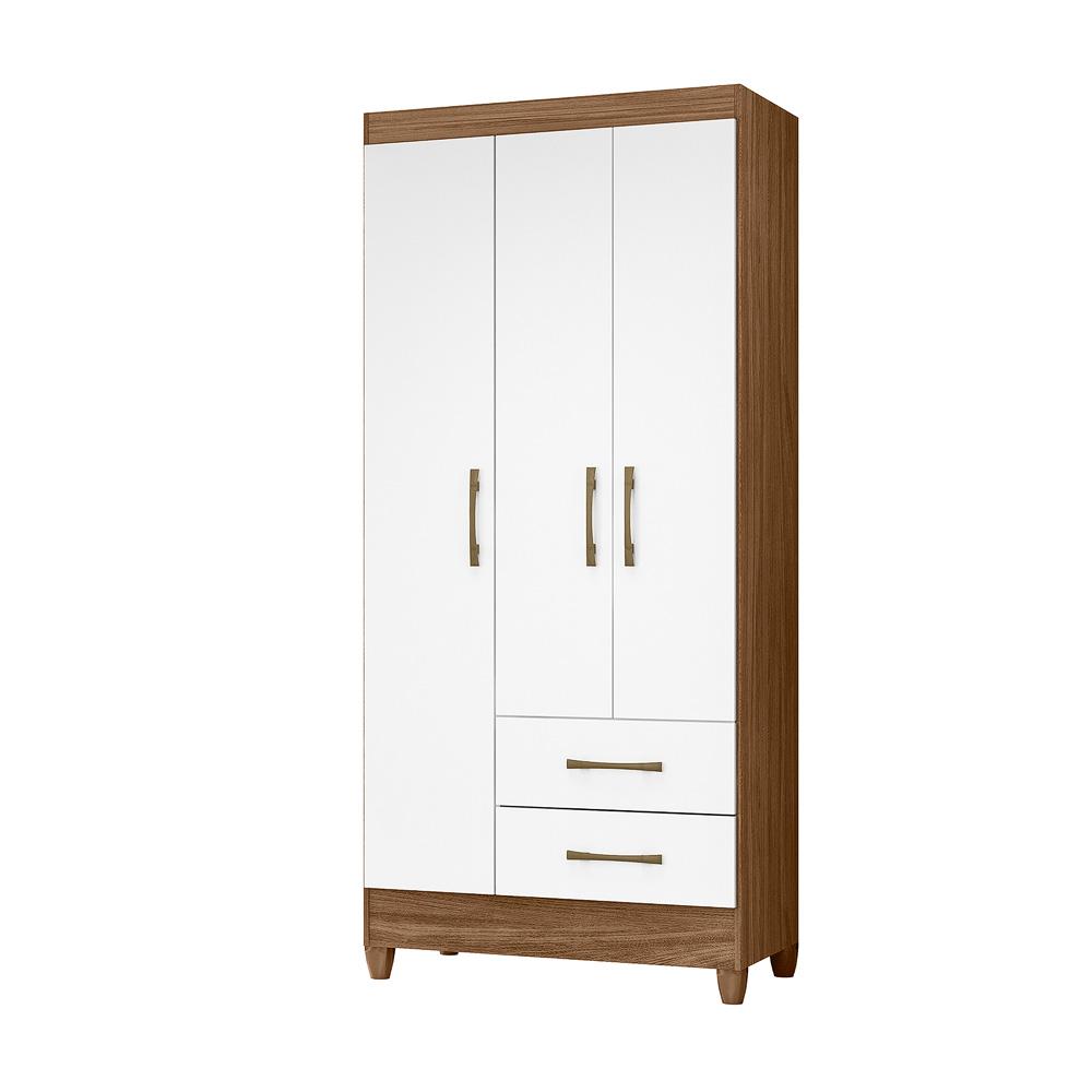 Guarda Roupa Solteiro 3 portas 2 gavetas Lima - Naturale / Branco