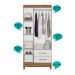 Guarda Roupa Solteiro 3 portas 2 gavetas Naturale / Branco Lima - Moval