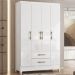 Guarda Roupa Solteiro 4 Portas 0410 Branco Moval