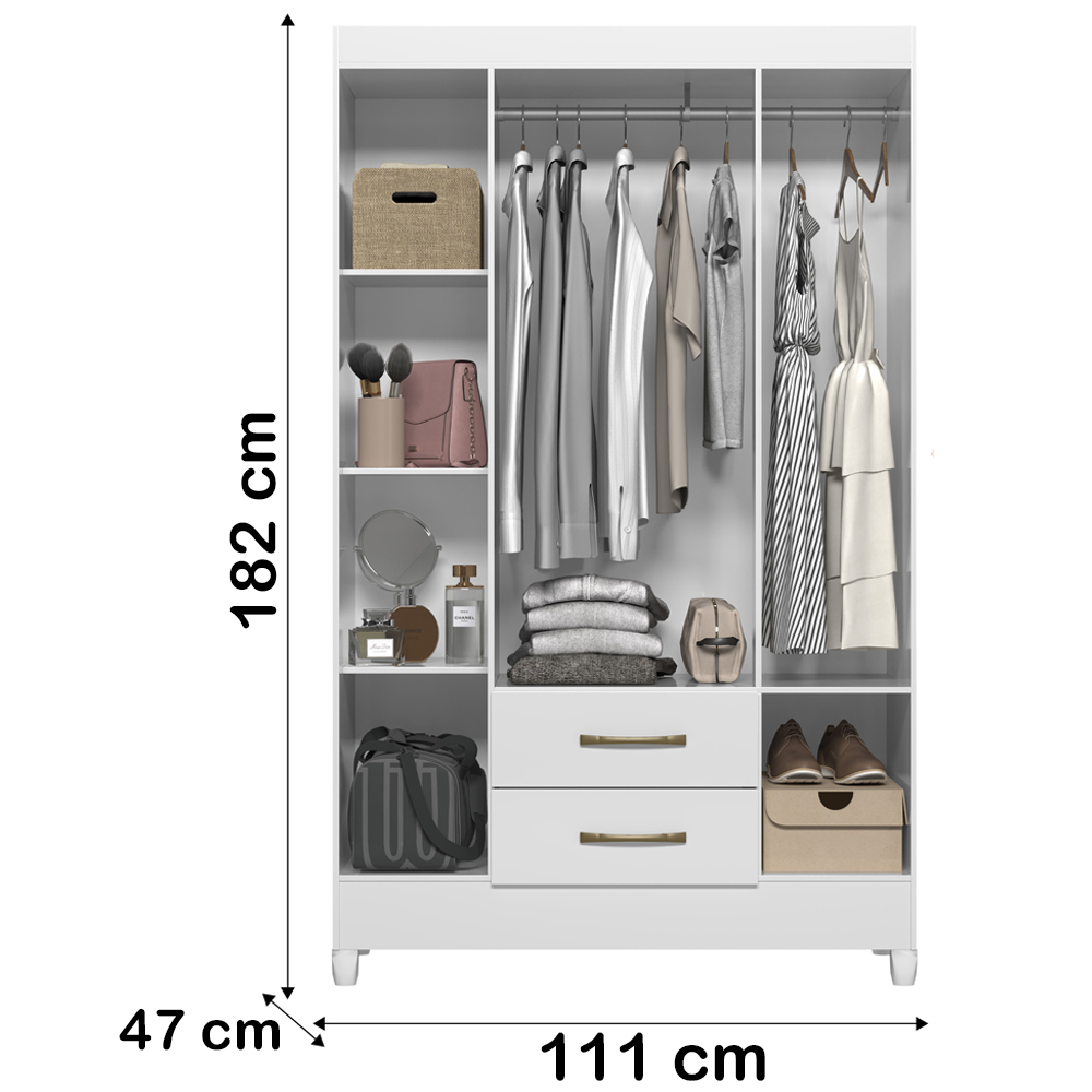 Guarda Roupa Solteiro 4 Portas 0410 Branco Moval
