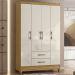 Guarda Roupa Solteiro 4 Portas 0410 Freijo Off White Moval