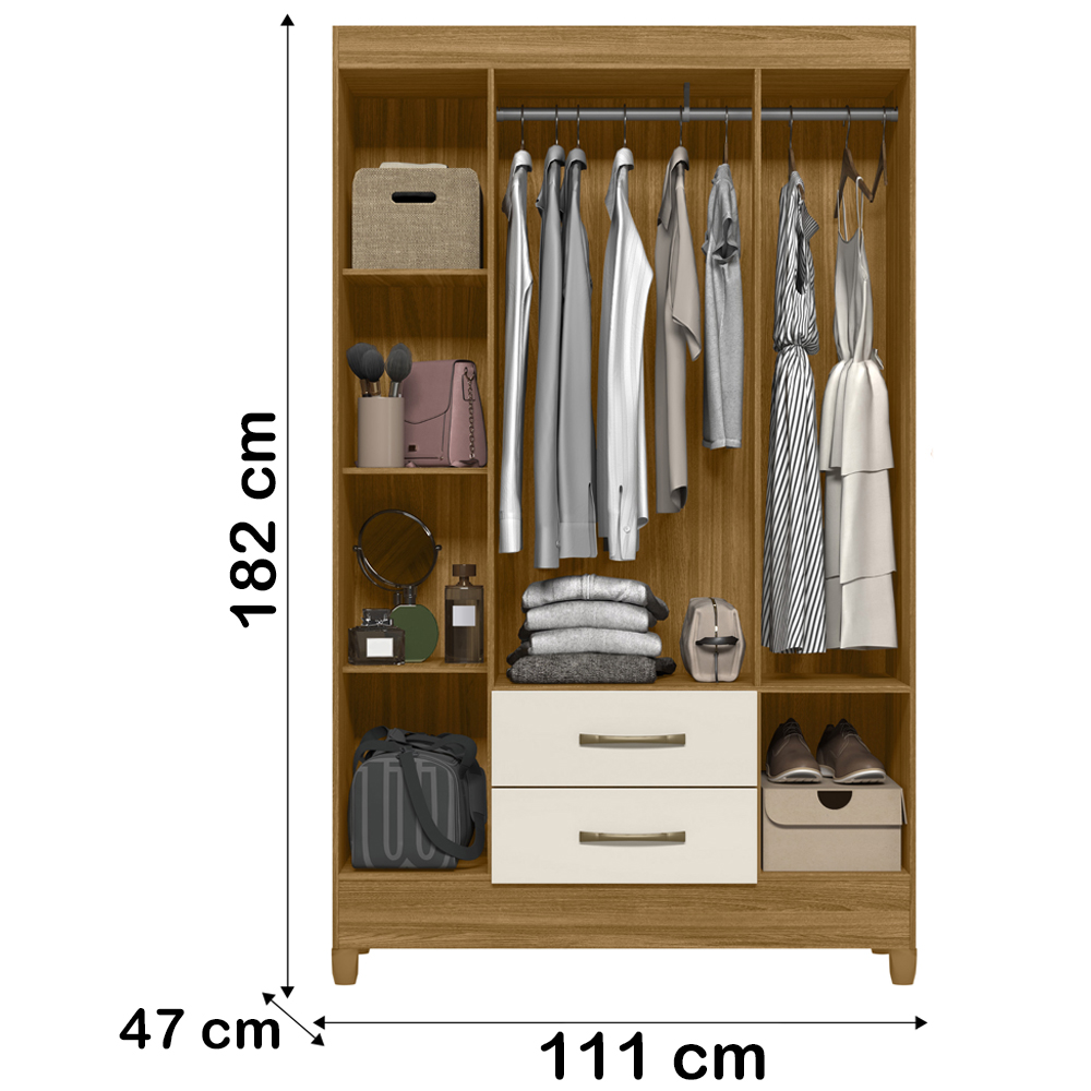 Guarda Roupa Solteiro 4 Portas 0410 Freijo Off White Moval