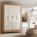 Guarda Roupa Solteiro 4 Portas 0410 Freijo Off White Moval
