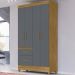Guarda Roupa Solteiro 4 Portas 8520 Freijo Cinza Moval