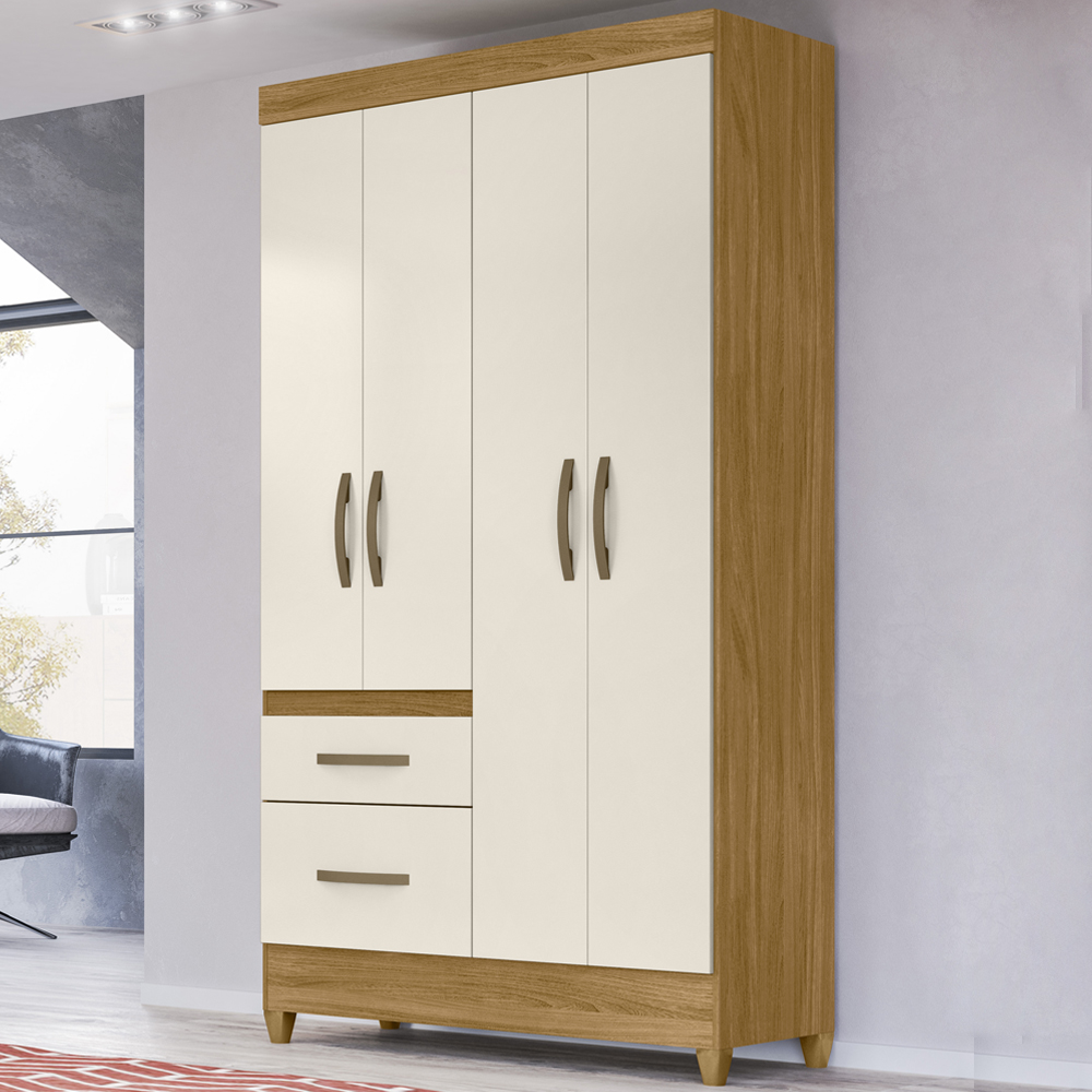 Guarda Roupa Solteiro 4 Portas 8520 Freijo Off White Moval