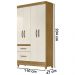 Guarda Roupa Solteiro 4 Portas 8520 Freijo Off White Moval