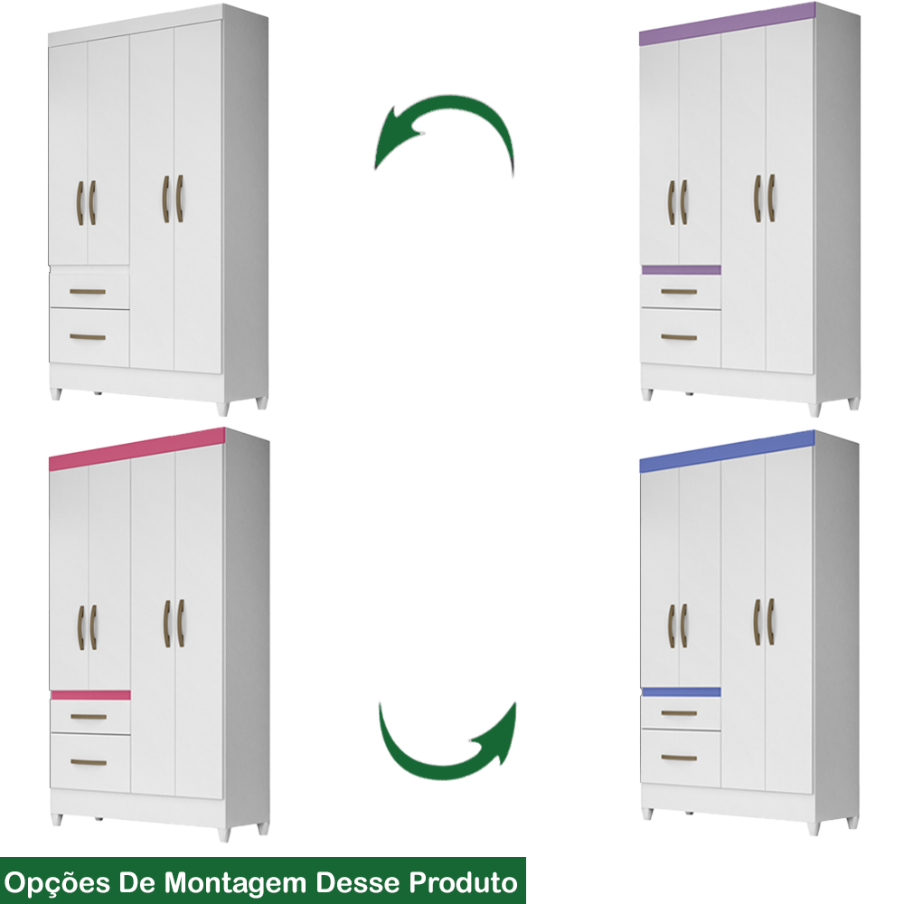 Guarda Roupa Solteiro 4 Portas 8524 Branco Flex Moval