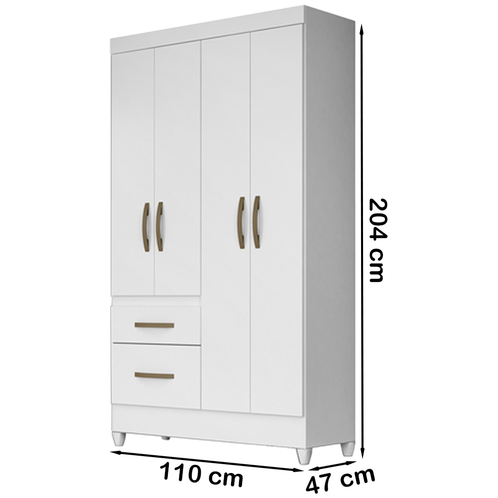 Guarda Roupa Solteiro 4 Portas 8524 Branco Flex Moval