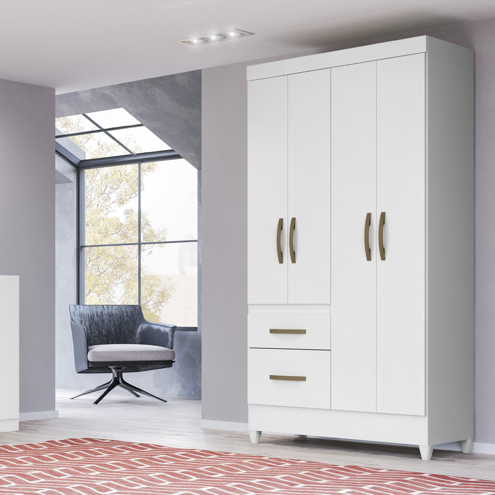 Guarda Roupa Solteiro 4 Portas 8524 Branco Flex Moval