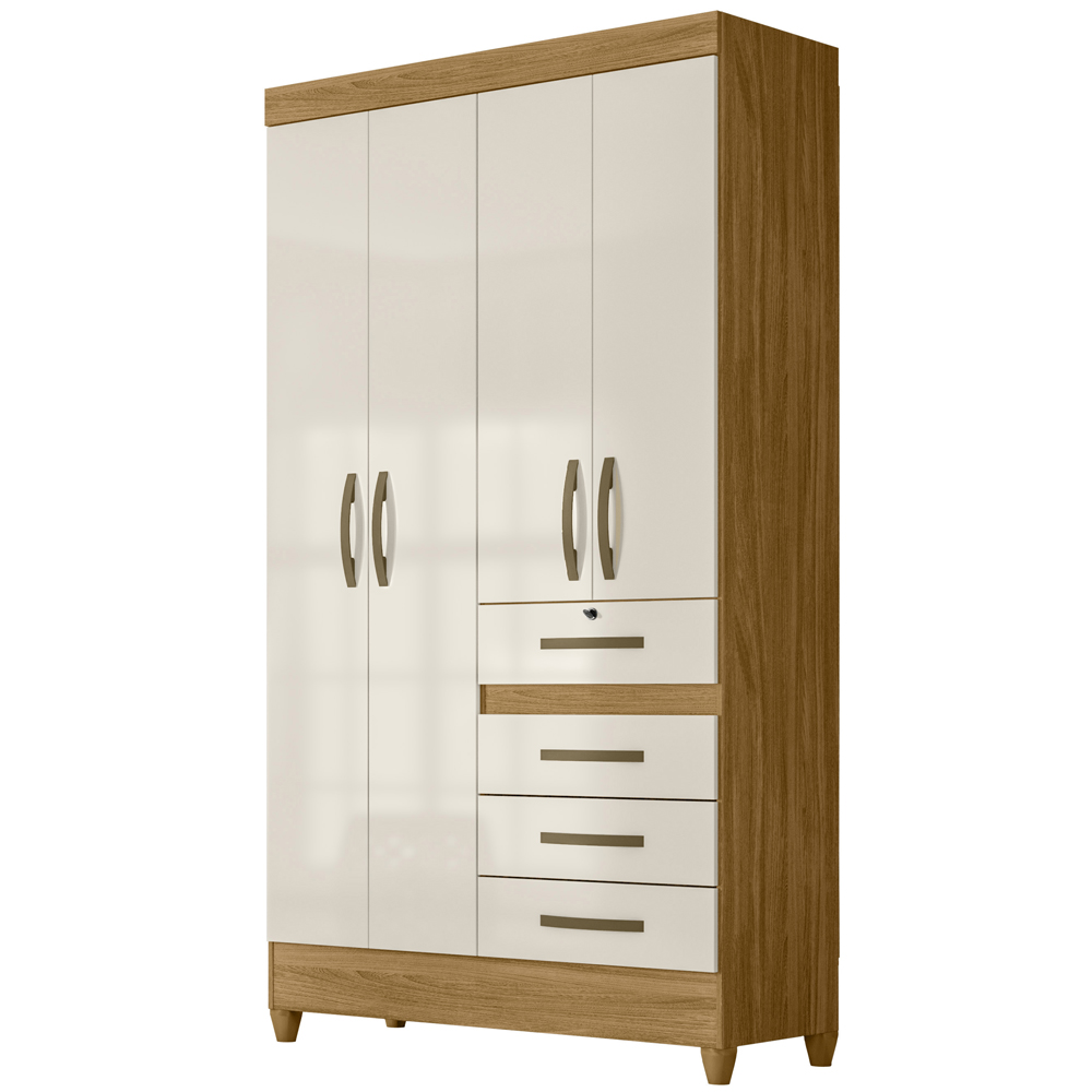 Guarda Roupa Solteiro 4 Portas 8700 Freijo Off White Moval