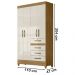 Guarda Roupa Solteiro 4 Portas 8700 Freijo Off White Moval