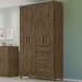 Guarda Roupa Solteiro 4 Portas 8703 Castanho Wood Moval