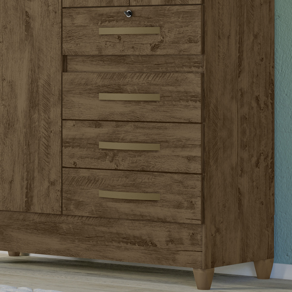 Guarda Roupa Solteiro 4 Portas 8703 Castanho Wood Moval
