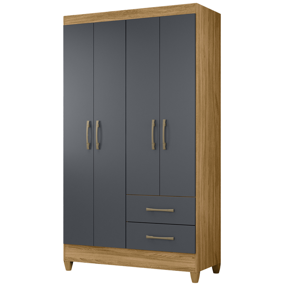 Guarda Roupa Solteiro 4 Portas 9520 Freijo Cinza Moval