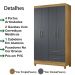 Guarda Roupa Solteiro 4 Portas 9520 Freijo Cinza Moval