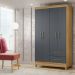Guarda Roupa Solteiro 4 Portas 9520 Freijo Cinza Moval