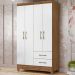 Guarda Roupa Solteiro 4 Portas 9520 Naturale Branco Moval