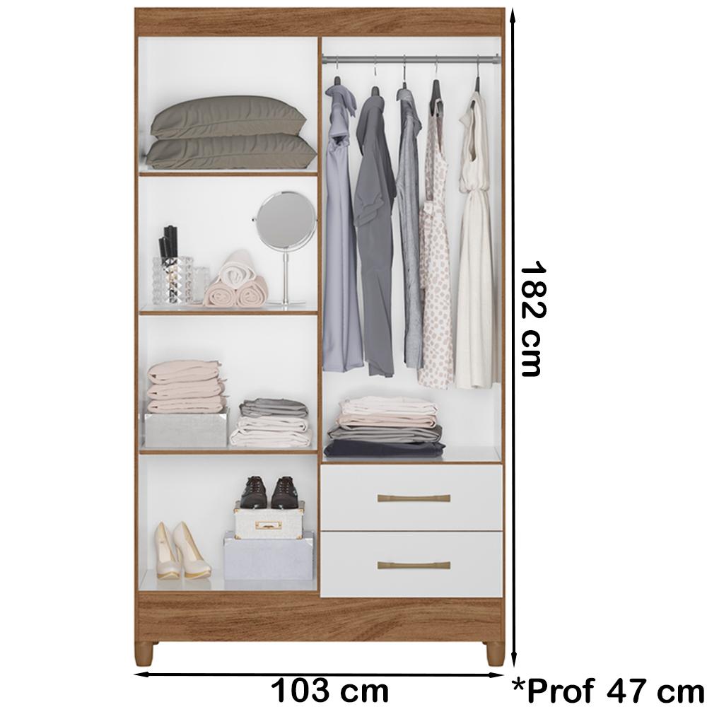 Guarda Roupa Solteiro 4 Portas 9520 Naturale Branco Moval