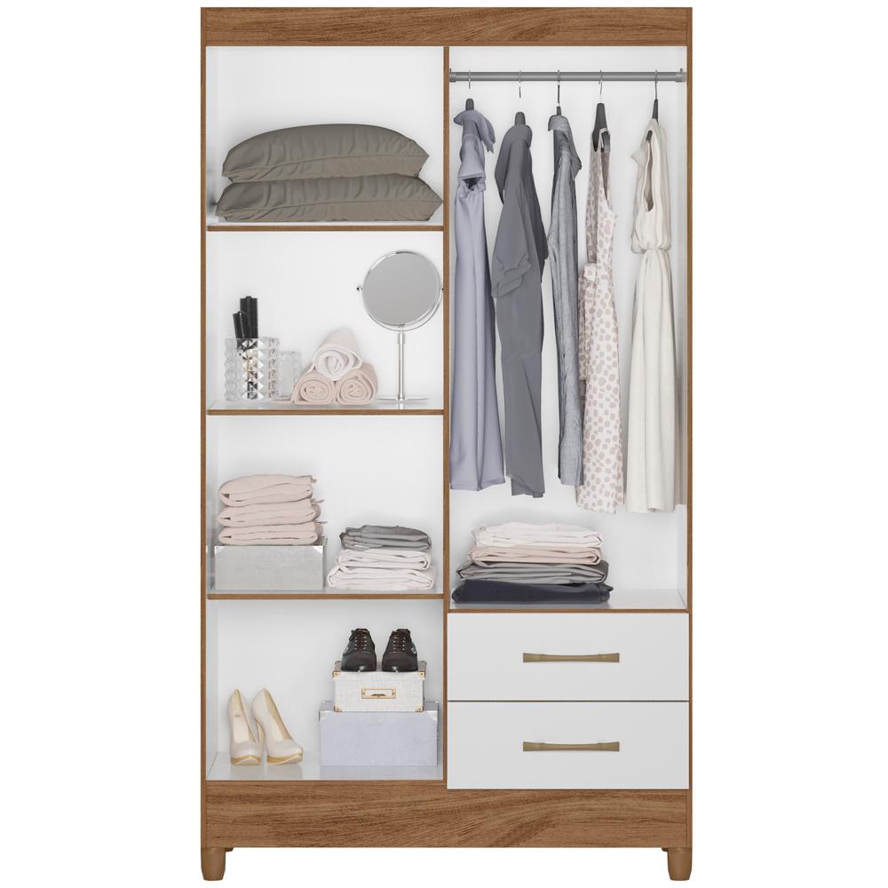 Guarda Roupa Solteiro 4 Portas 9520 Naturale Branco Moval