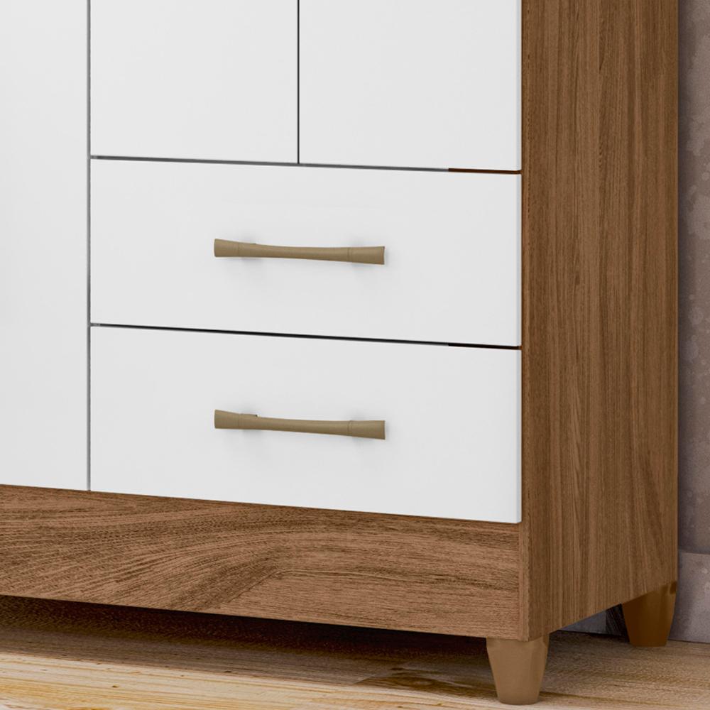 Guarda Roupa Solteiro 4 Portas 9520 Naturale Branco Moval
