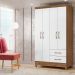 Guarda Roupa Solteiro 4 Portas 9520 Naturale Branco Moval