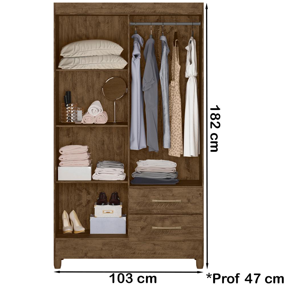 Guarda Roupa Solteiro 4 Portas 9523 Castanho Wood Moval