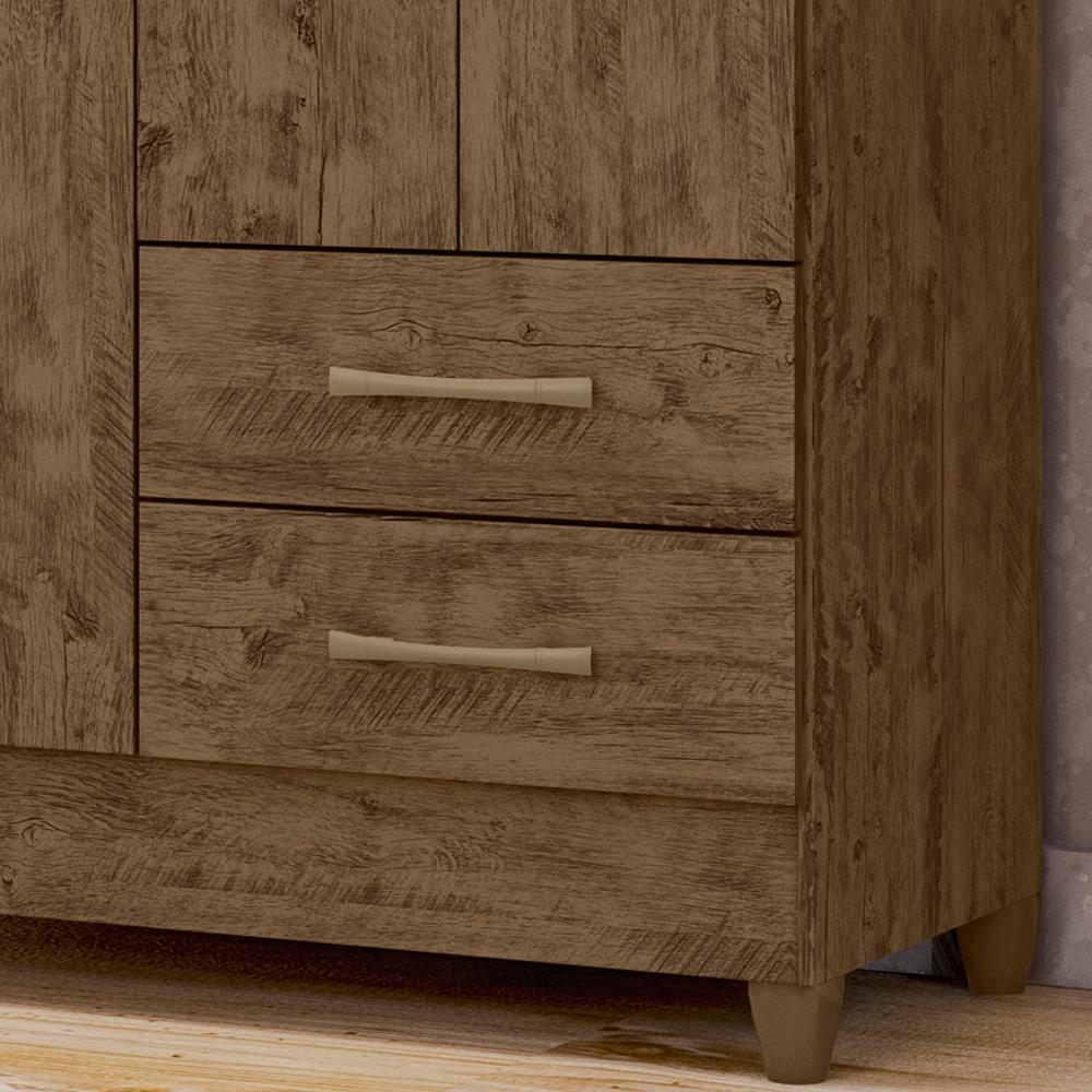 Guarda Roupa Solteiro 4 Portas 9523 Castanho Wood Moval