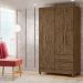 Guarda Roupa Solteiro 4 Portas 9523 Castanho Wood Moval