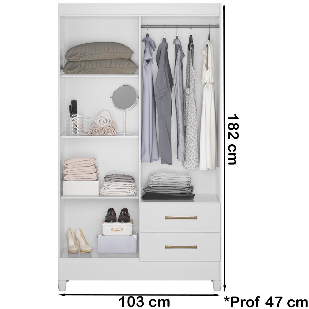 Guarda Roupa Solteiro 4 Portas 9524 Branco Moval