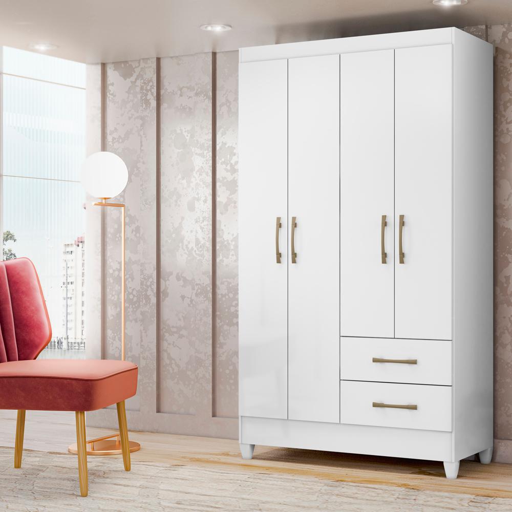 Guarda Roupa Solteiro 4 Portas 9524 Branco Moval