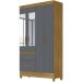 Guarda Roupa Solteiro 4 Portas Com Espelho 8520 Freijo Cinza Moval