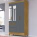 Guarda Roupa Solteiro 4 Portas Com Espelho 8520 Freijo Cinza Moval