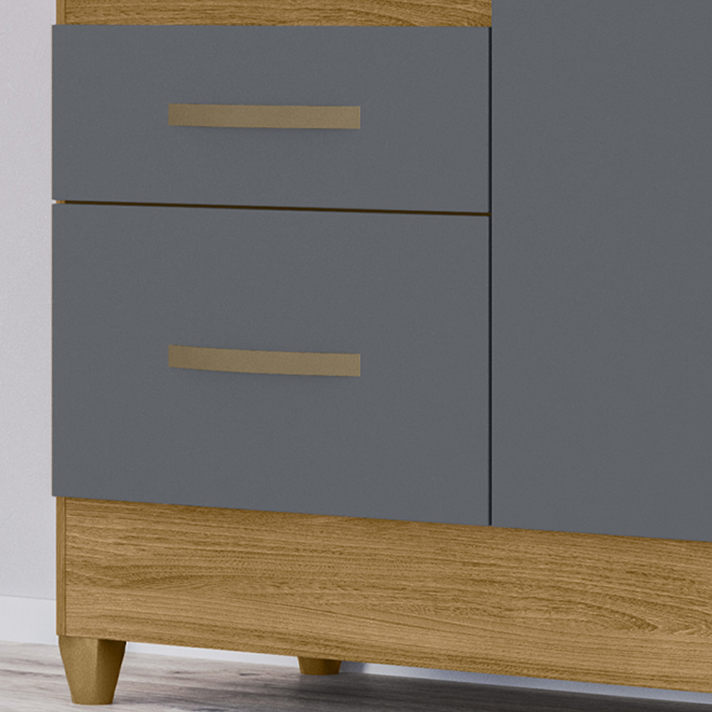 Guarda Roupa Solteiro 4 Portas Com Espelho 8520 Freijo Cinza Moval
