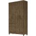 Guarda Roupa Solteiro 4 Portas Com Espelho 8523 Castanho Wood Moval