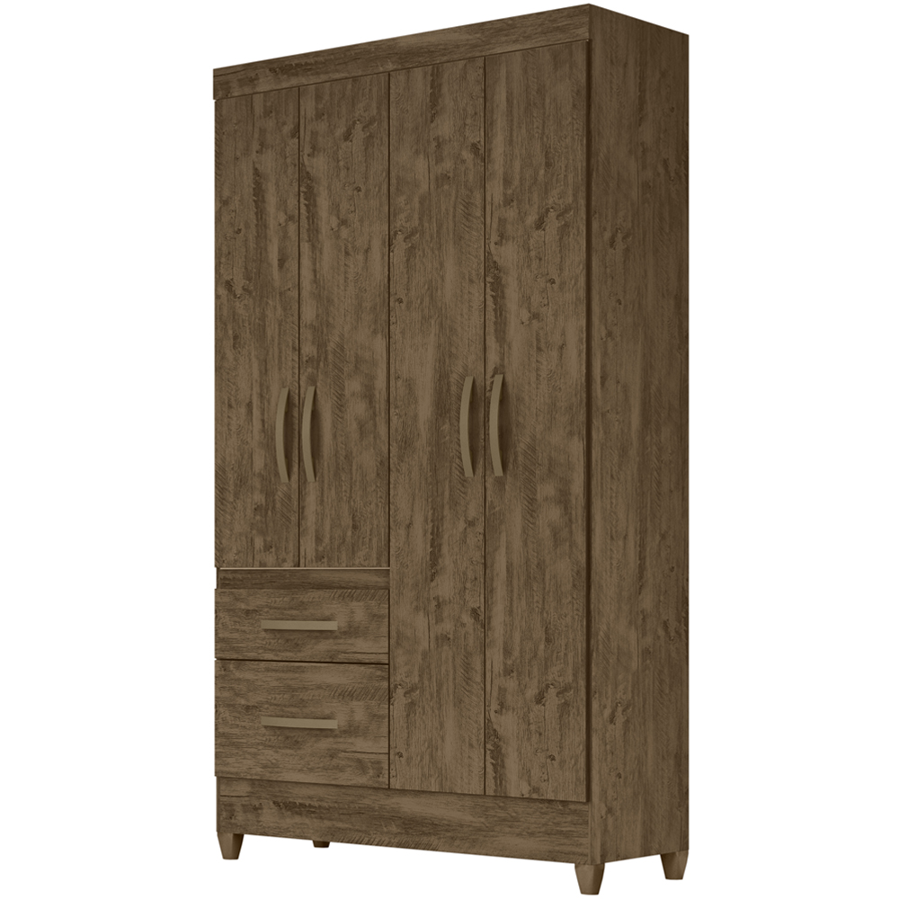 Guarda Roupa Solteiro 4 Portas Com Espelho 8523 Castanho Wood Moval
