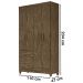 Guarda Roupa Solteiro 4 Portas Com Espelho 8523 Castanho Wood Moval